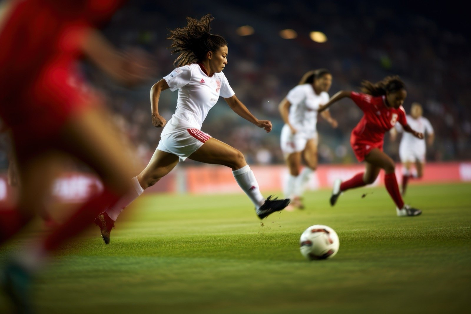 Jugadoras de fútbol disputando un partido
